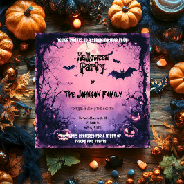 Invitación Espectacular fiesta de Halloween rosa con calabaza
