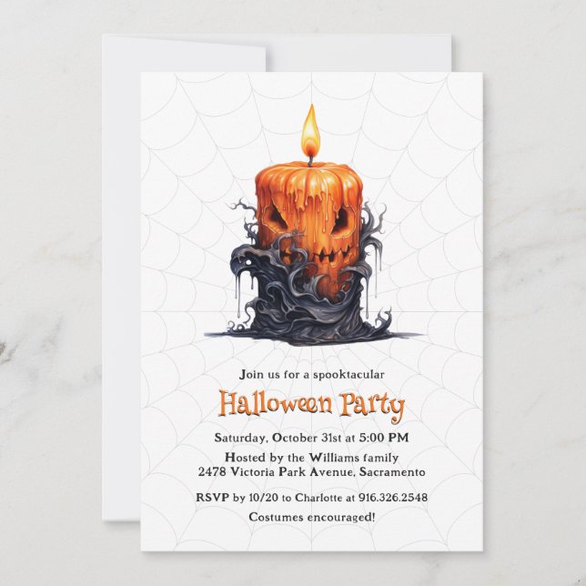 Invitación Espectacular fiesta de la Calabaza Fantasma Hallow (Anverso)