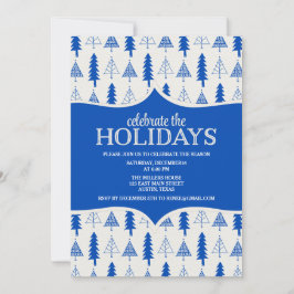 Invitación Espectacular fiesta de los Árboles de Navidad azul