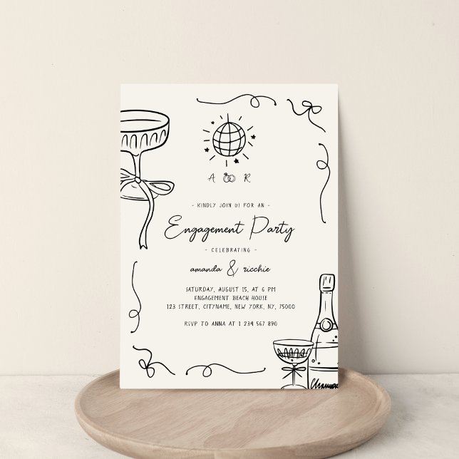 Invitación Espectacular fiesta francesa engendró compromiso (Change graphic's colors by going to "Edit using Design tool")