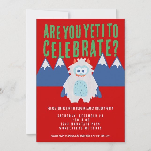 Invitación Espectacular fiesta navideña de Yeti (Anverso)