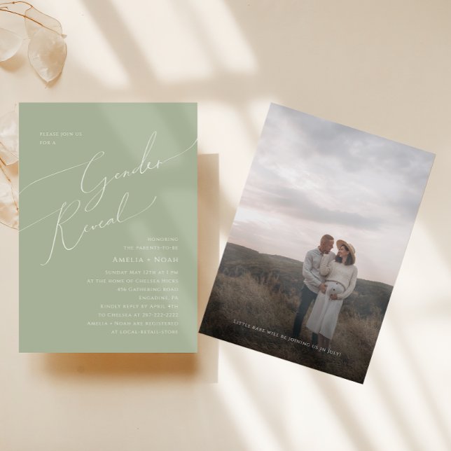 Invitación Espectacular foto revelada del sexo del bebé verde (Subido por el creador)