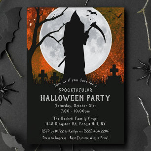 Invitación Espectacular Grim Reaper Graveyard Halloween