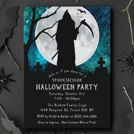 Invitación Espectacular Grim Reaper Graveyard Halloween