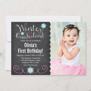 Invitación Espectacular invierno Onederland Foto cumpleaños V