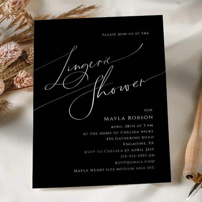 Invitación Espectacular Minimalista Script Black Lingerie Sho (Subido por el creador)