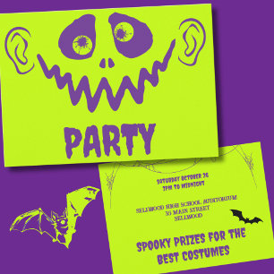 Invitación Espectacular Monstruo Face Faux Neon Halloween