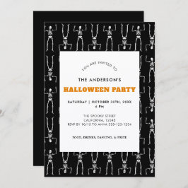 Invitación Espectacular patrón de esqueleto Fiesta de Hallowe