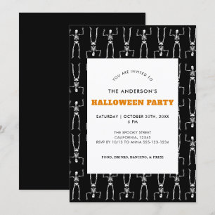 Invitación Espectacular patrón de esqueleto Fiesta de Hallowe