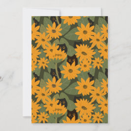 Invitación Espectacular patrón de gato negro y girasol