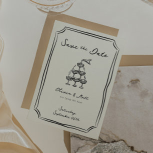 Invitación Espectacular Salvar La Torre De La Fecha Champagne