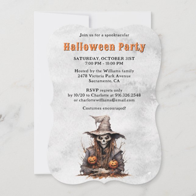 Invitación Espectacular Skeleton Jack O’Lanterns Halloween Pa (Anverso)