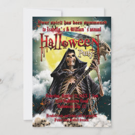 Invitación Espectacular Skeleton & Scary Skull Halloween