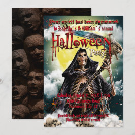 Invitación Espectacular Skeleton & Scary Skull Halloween