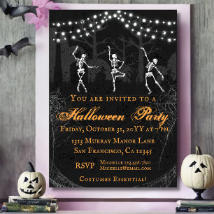 Invitación Espectacular Skeletons Graveyard Halloween Party