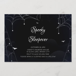 Invitación Espectacular Sleepover Cobwebs Black Halloween