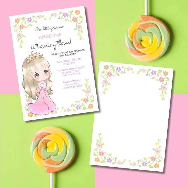 Invitación Espectacular vestido rosa Princesa Cumpleaños Flor (Subido por el creador)