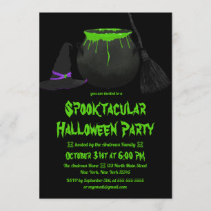 Invitación Espectaculares brujas Gorra de Cauldron Broom Hall