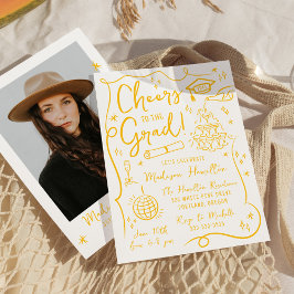 Invitación Espectaculares Doodles Amarillos Fotos de la fiest