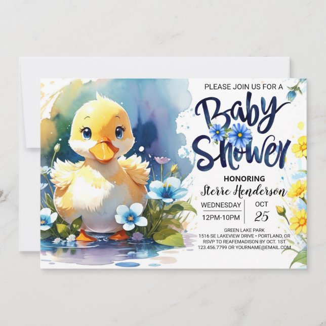 Invitación Espectáculo de Baby Shower del Pato (Anverso)