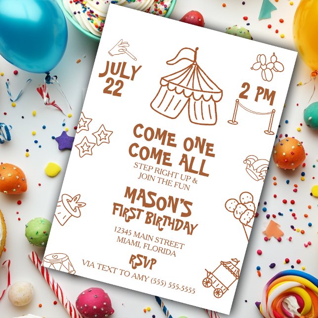 Invitación Espectáculo de circo de garabatos fiesta de cumple (Subido por el creador)