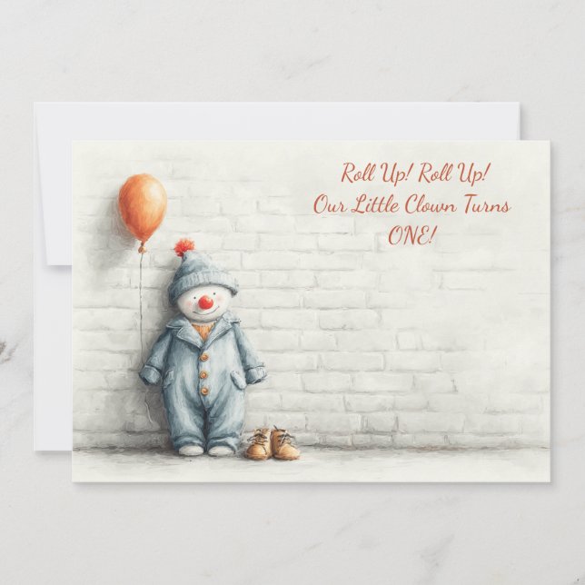 Invitación Espectáculo de cumpleaños número 1 de Little Clown (Anverso)