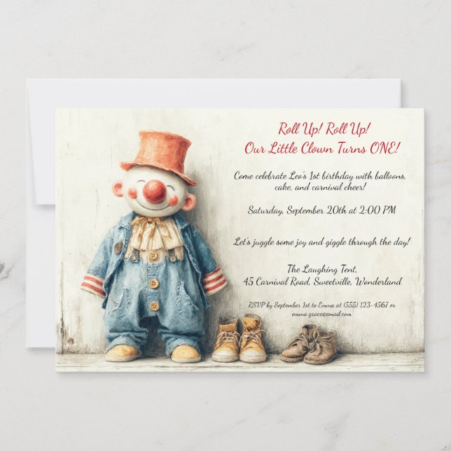 Invitación Espectáculo de cumpleaños número 1 de Pequeño Paya (Anverso)