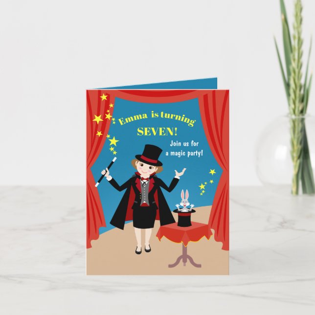 Invitación Espectáculo de la chica maga Fiesta de cumpleaños (Anverso)