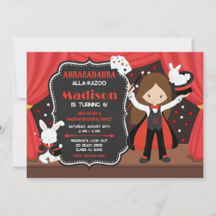 Invitación Espectáculo de Magia Niña Maga Fiesta de Cumpleaño