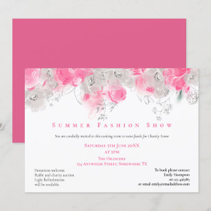 Invitación Espectáculo de Moda de Verano Floraciones Gris Ros