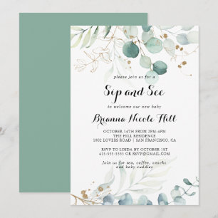 Invitación Espectáculo floral de oro de eucalipto ruso y ver