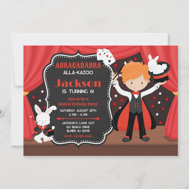 Invitación Espectáculo Mágico Niño Mago Fiesta de Cumpleaños (Anverso)