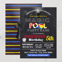 Invitación Espectáculo mágico y fiesta de natación en piscina