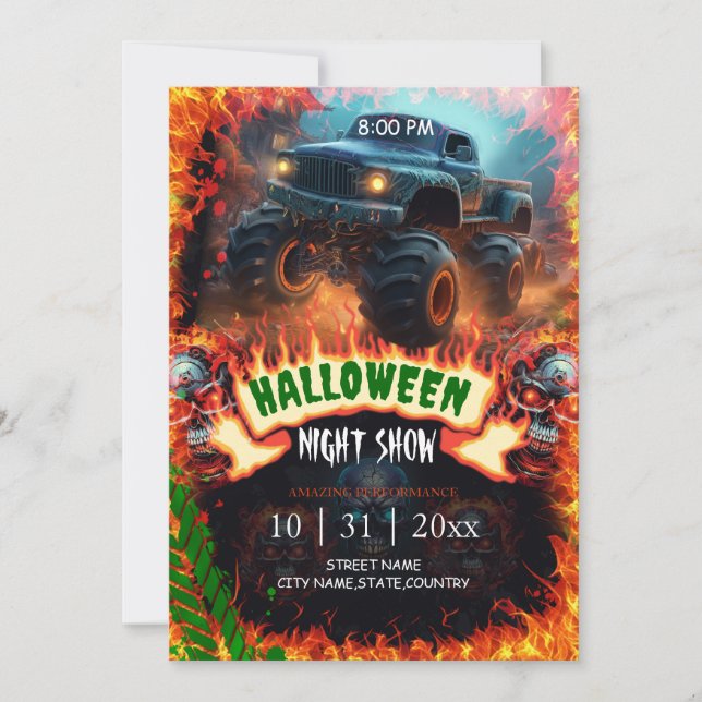 Invitación Espectáculo nocturno de Halloween (Anverso)