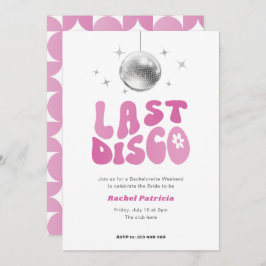 Invitación Espectáculo rosa con temática de discoteca, última