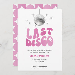 Invitación Espectáculo rosa con temática de discoteca, última