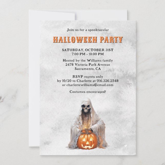 Invitación Espectador de esqueleto Jack O’Lantern Halloween P (Anverso)