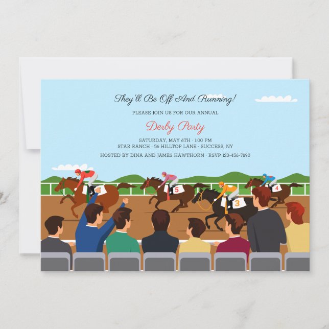 Invitación Espectadores de carreras de caballos (Anverso)