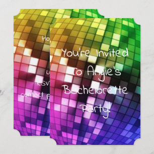 Invitación espejo de bola de fiesta de soltero de arcoíris
