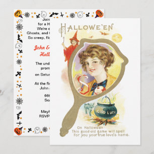 Invitación Espejo de buena suerte vintage Halloween