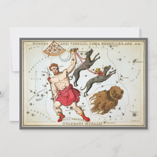 Invitación Espejo de Urania, Mapa Celeste de Astronomía Antig (Anverso)