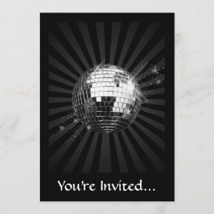 Invitación Espejo disco bola en negro