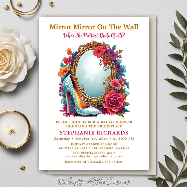 Invitación Espejo elegante zapato Floral Bridal Shower (Subido por el creador)