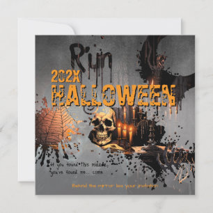 Invitación Espejo Embrujado de Cráneo Gótico Halloween
