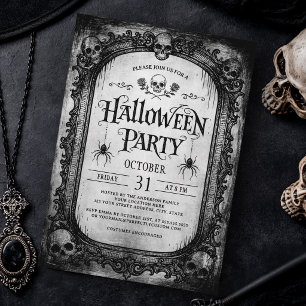 Invitación Espejo Victoriano de Cráneo Gótico Fiesta de Hallo