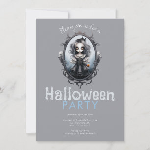 Invitación Espejo victoriano y Partido Chica Gótico de Hallow