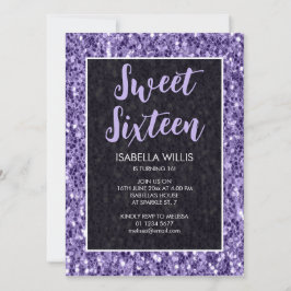 Invitación Espeluz violeta dulce 16 guión elegante