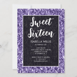 Invitación Espeluz violeta dulce 16 guión elegante