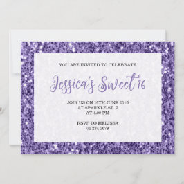 Invitación Espeluz violeta dulce 16 guión elegante
