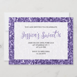Invitación Espeluz violeta dulce 16 guión elegante